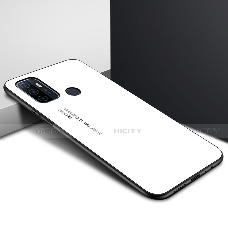 Oppo A32用ハイブリットバンパーケース プラスチック 鏡面 カバー Oppo ホワイト