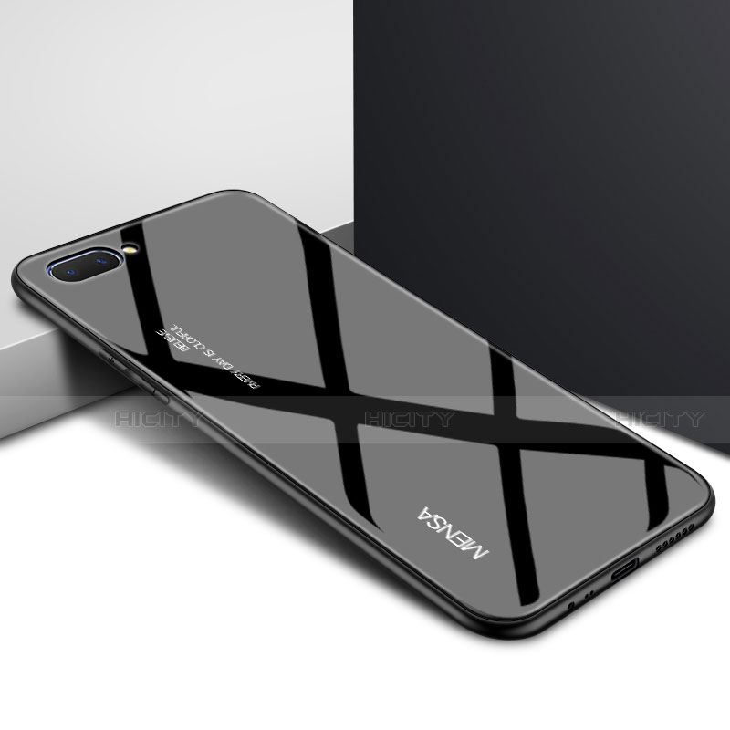Oppo A5用ハイブリットバンパーケース プラスチック 鏡面 カバー Oppo ブラック