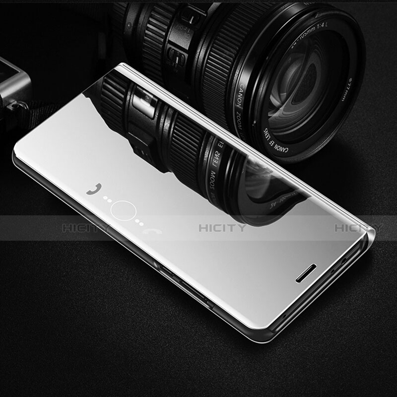 Oppo A5用手帳型 レザーケース スタンド 鏡面 カバー L01 Oppo シルバー