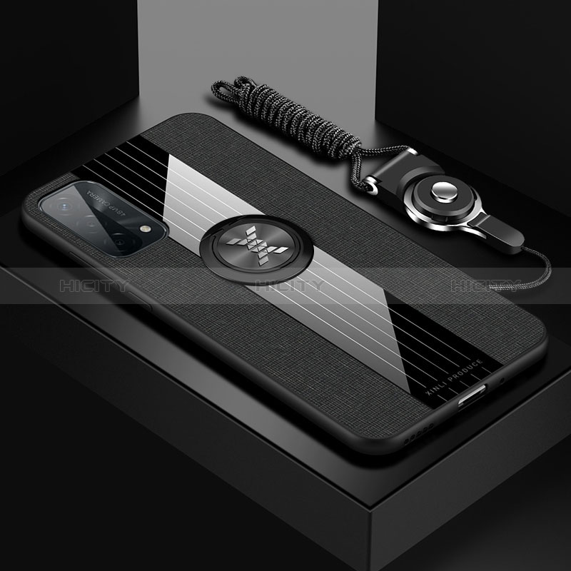 Oppo A54 5G用極薄ソフトケース シリコンケース 耐衝撃 全面保護 アンド指輪 マグネット式 バンパー X03L Oppo ブラック