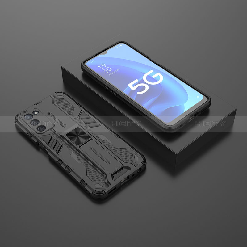 Oppo A56 5G用ハイブリットバンパーケース スタンド プラスチック 兼シリコーン カバー マグネット式 T02 Oppo ブラック