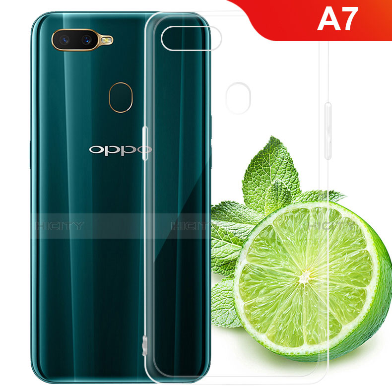 Oppo A7用極薄ソフトケース シリコンケース 耐衝撃 全面保護 クリア透明 T02 Oppo クリア