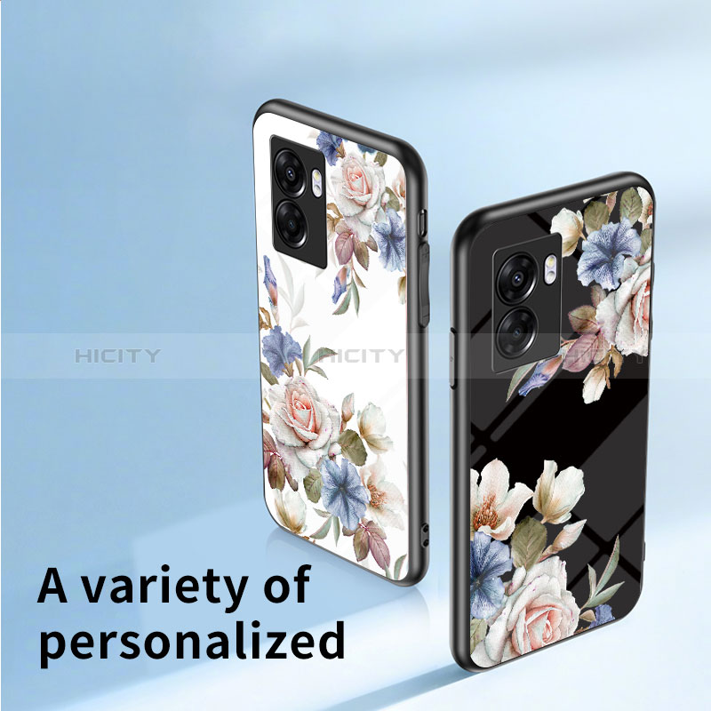 Oppo A77 5G用ハイブリットバンパーケース プラスチック 鏡面 花 カバー Oppo 