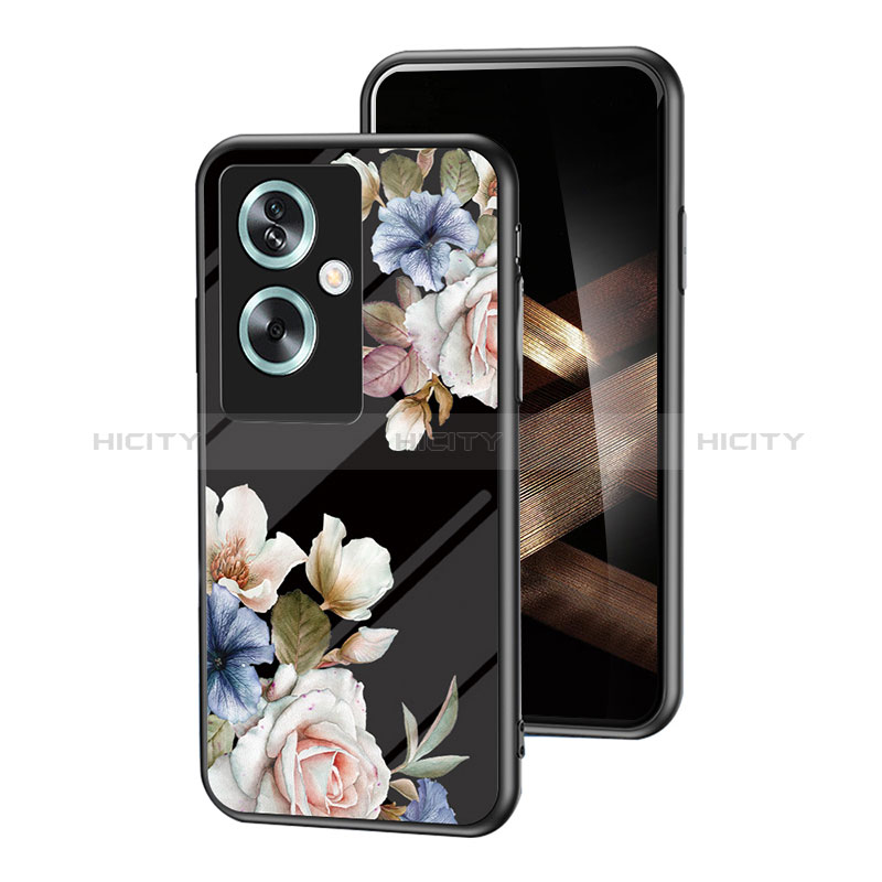 Oppo A79 5G用ハイブリットバンパーケース プラスチック 鏡面 花 カバー Oppo 