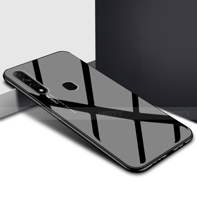 Oppo A8用ハイブリットバンパーケース プラスチック 鏡面 カバー Oppo ブラック