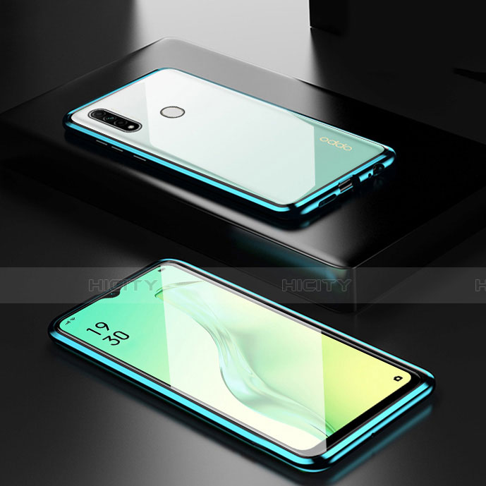 Oppo A8用ケース 高級感 手触り良い アルミメタル 製の金属製 360度 フルカバーバンパー 鏡面 カバー Oppo グリーン