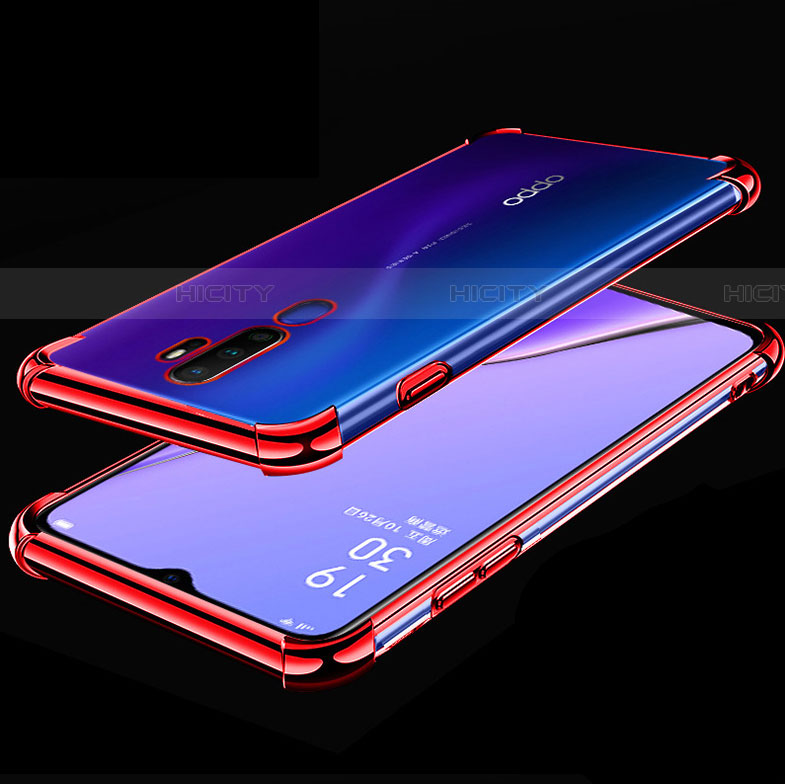 Oppo A9 (2020)用極薄ソフトケース シリコンケース 耐衝撃 全面保護 クリア透明 H01 Oppo レッド