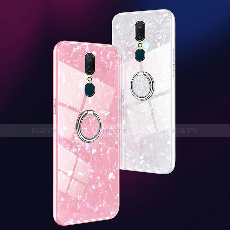 Oppo A9用ハイブリットバンパーケース プラスチック 鏡面 カバー アンド指輪 マグネット式 Oppo 