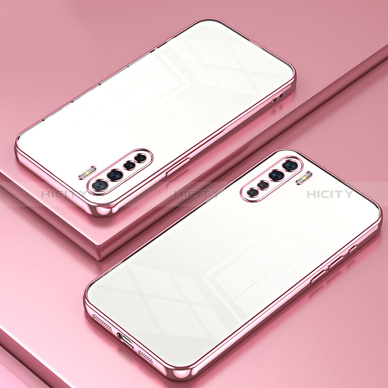 Oppo A91用極薄ソフトケース シリコンケース 耐衝撃 全面保護 クリア透明 SY1 Oppo ローズゴールド