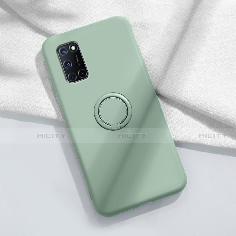 Oppo A92用極薄ソフトケース シリコンケース 耐衝撃 全面保護 アンド指輪 マグネット式 バンパー A04 Oppo シアン