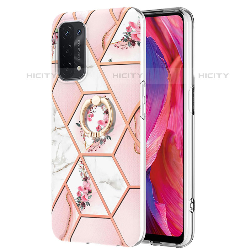 Oppo A93 5G用シリコンケース ソフトタッチラバー バタフライ パターン カバー アンド指輪 Y02B Oppo ピンク