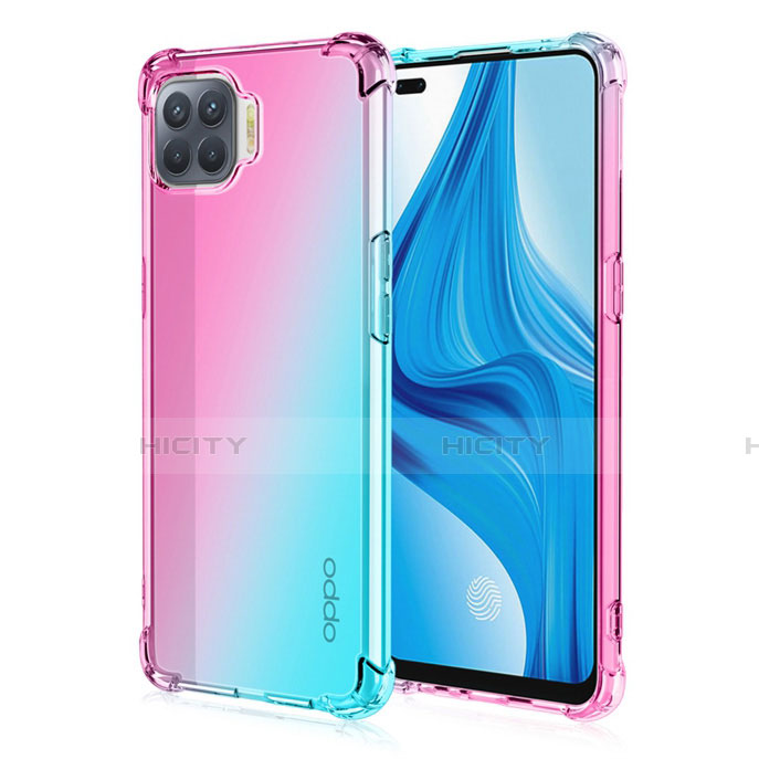 Oppo A93用極薄ソフトケース グラデーション 勾配色 クリア透明 G01 Oppo シアン