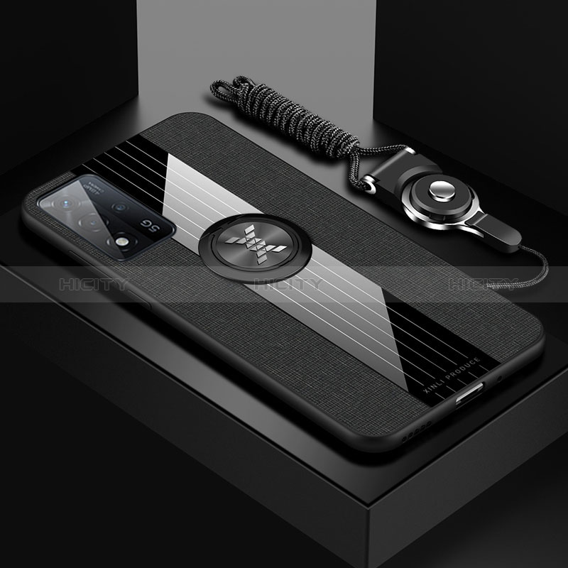 Oppo A93s 5G用極薄ソフトケース シリコンケース 耐衝撃 全面保護 アンド指輪 マグネット式 バンパー X03L Oppo ブラック