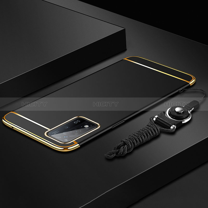 Oppo A93s 5G用ケース 高級感 手触り良い メタル兼プラスチック バンパー P01 Oppo ブラック