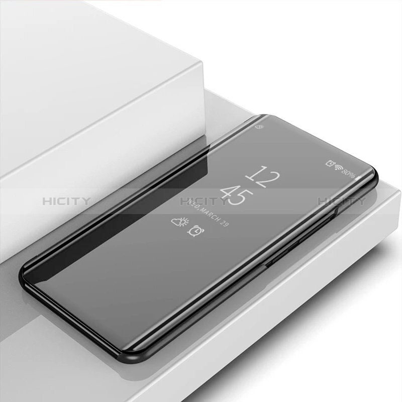 Oppo A93s 5G用手帳型 レザーケース スタンド 鏡面 カバー Oppo ブラック