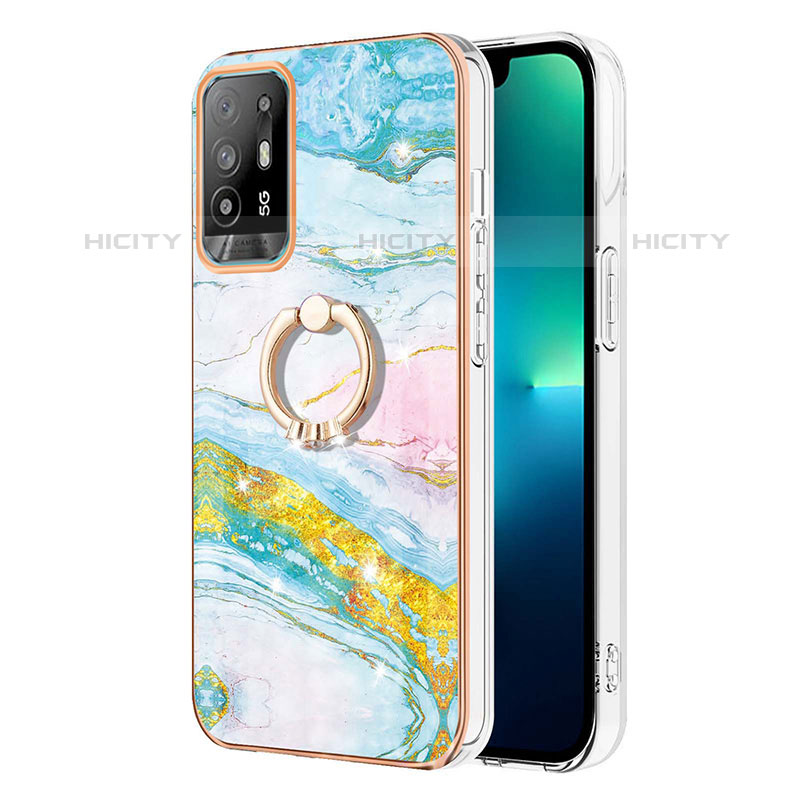 Oppo A95 5G用シリコンケース ソフトタッチラバー バタフライ パターン カバー アンド指輪 Y05B Oppo カラフル