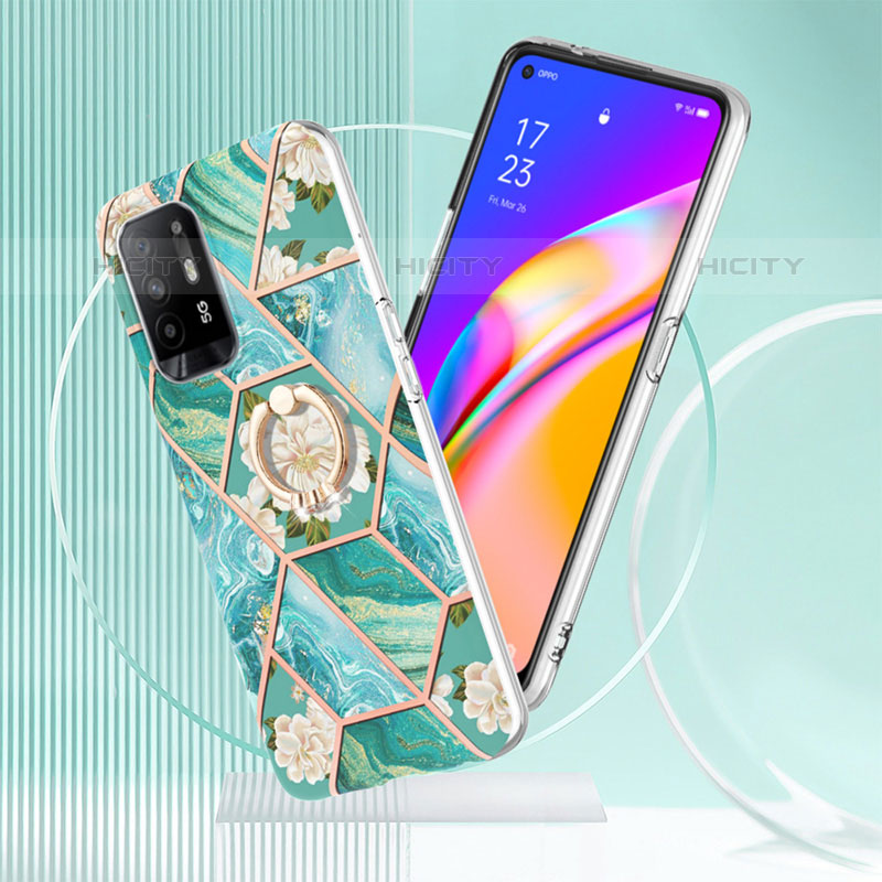 Oppo A95 5G用シリコンケース ソフトタッチラバー バタフライ パターン カバー アンド指輪 Y02B Oppo 