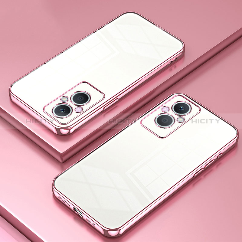 Oppo A96 5G用極薄ソフトケース シリコンケース 耐衝撃 全面保護 クリア透明 SY1 Oppo ローズゴールド