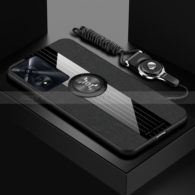 Oppo A98 5G用極薄ソフトケース シリコンケース 耐衝撃 全面保護 アンド指輪 マグネット式 バンパー X03L Oppo ブラック