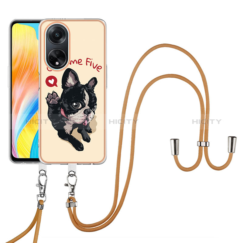 Oppo A98 5G用シリコンケース ソフトタッチラバー バタフライ パターン カバー 携帯ストラップ YB8 Oppo 