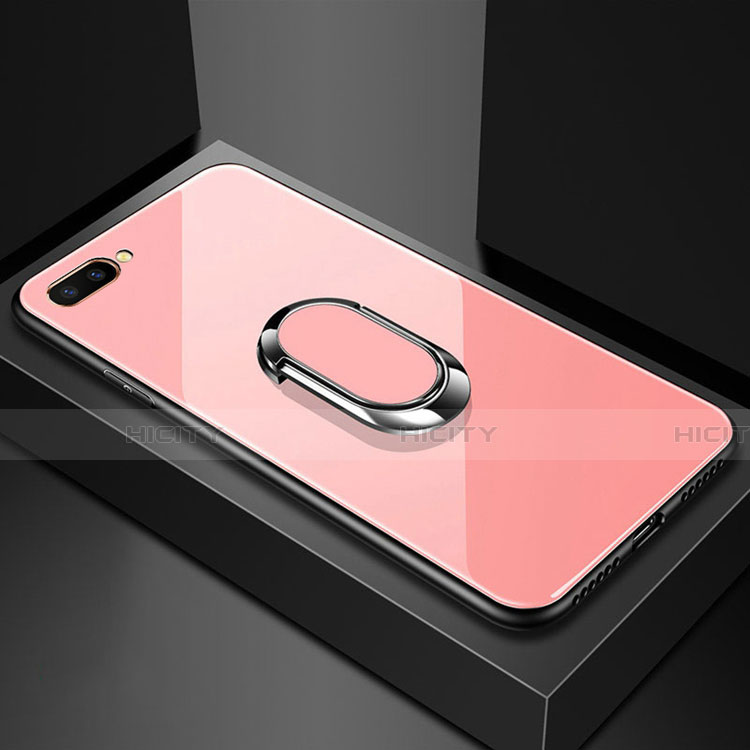 Oppo AX5用ハイブリットバンパーケース プラスチック 鏡面 カバー アンド指輪 マグネット式 A01 Oppo ピンク