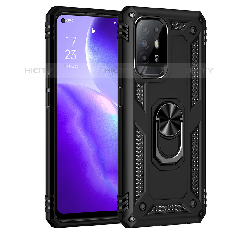 Oppo F19 Pro+ Plus 5G用ハイブリットバンパーケース プラスチック アンド指輪 マグネット式 MQ4 Oppo ブラック