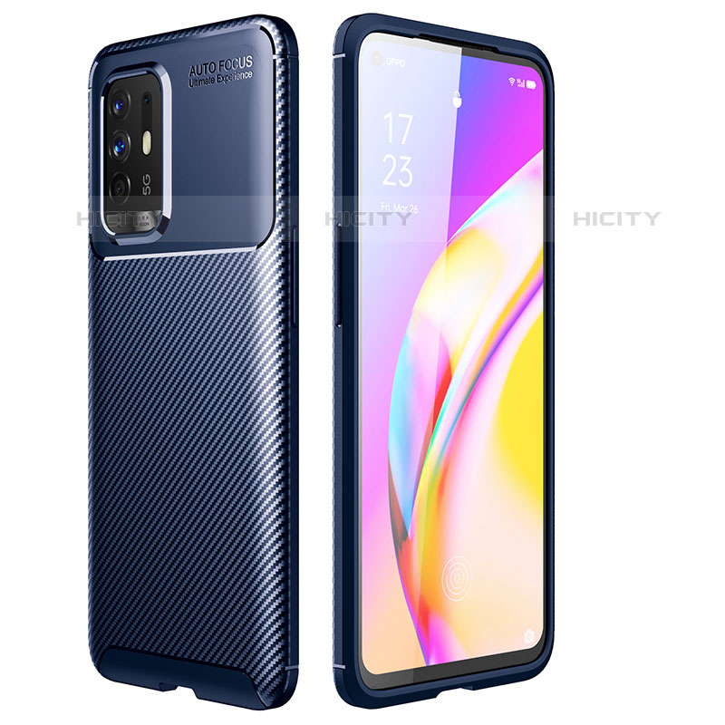 Oppo F19 Pro+ Plus 5G用シリコンケース ソフトタッチラバー ツイル カバー Oppo ネイビー