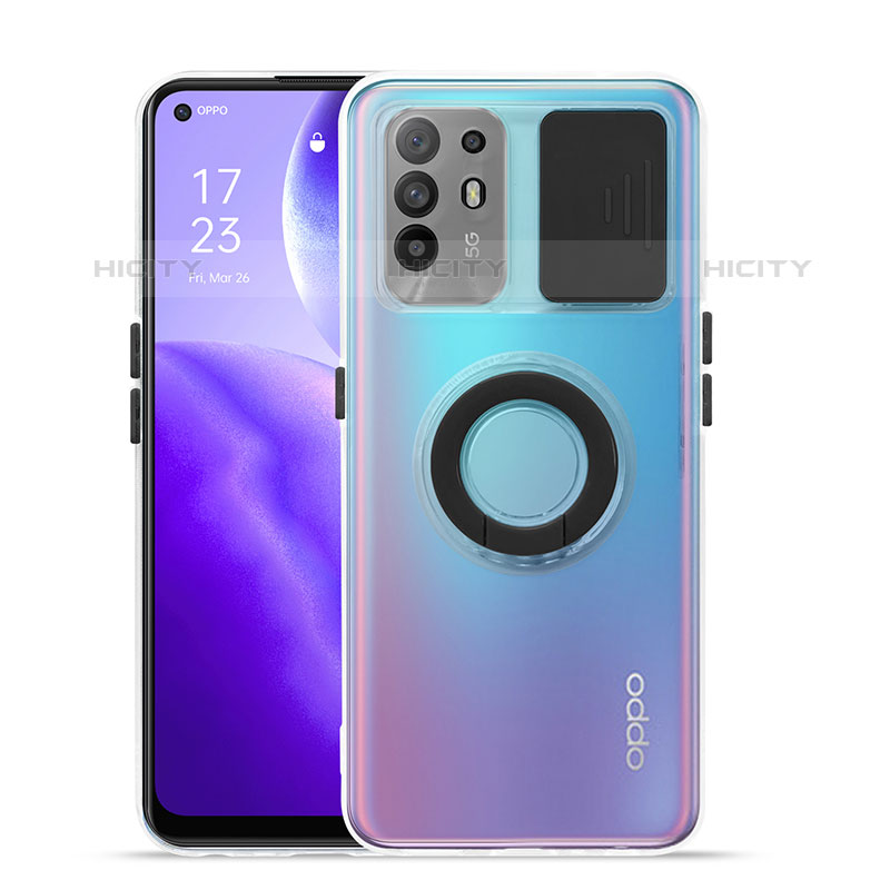 Oppo F19 Pro+ Plus 5G用極薄ソフトケース シリコンケース 耐衝撃 全面保護 クリア透明 スタンド Oppo ブラック