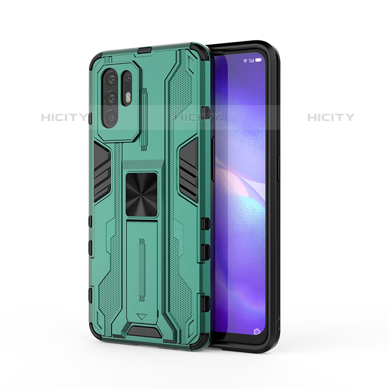 Oppo F19 Pro+ Plus 5G用ハイブリットバンパーケース スタンド プラスチック 兼シリコーン カバー マグネット式 Oppo 