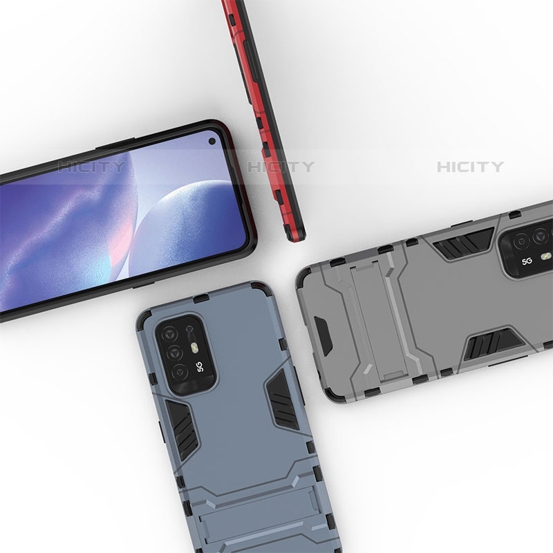 Oppo F19 Pro+ Plus 5G用ハイブリットバンパーケース スタンド プラスチック 兼シリコーン カバー T01 Oppo 