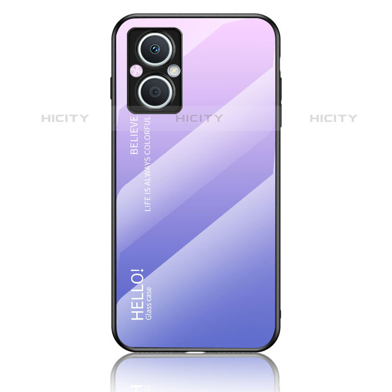 Oppo F21 Pro 5G用ハイブリットバンパーケース プラスチック 鏡面 虹 グラデーション 勾配色 カバー LS1 Oppo 