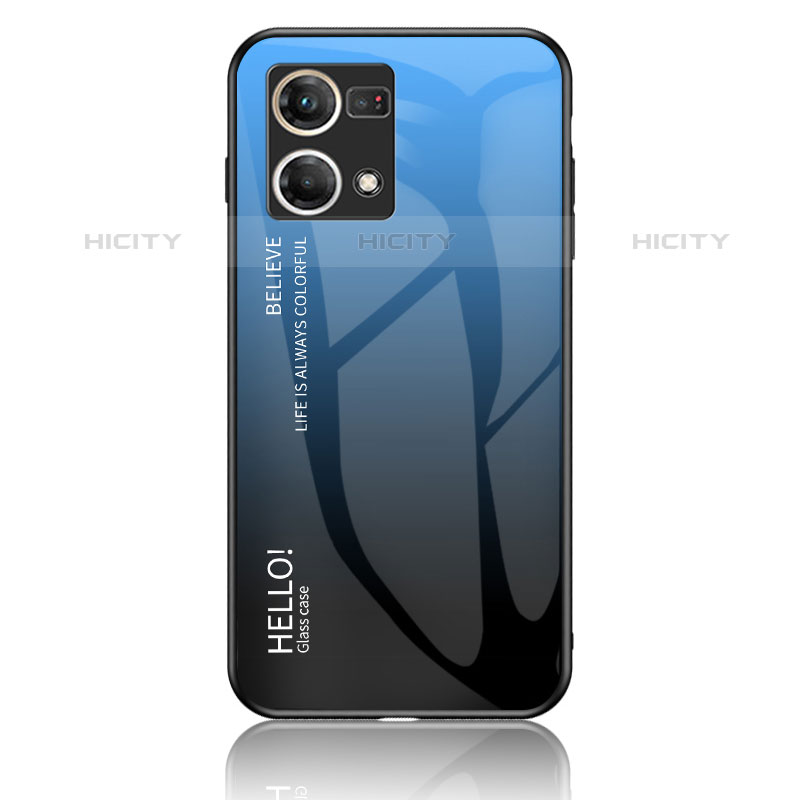 Oppo F21s Pro 4G用ハイブリットバンパーケース プラスチック 鏡面 虹 グラデーション 勾配色 カバー LS1 Oppo ネイビー