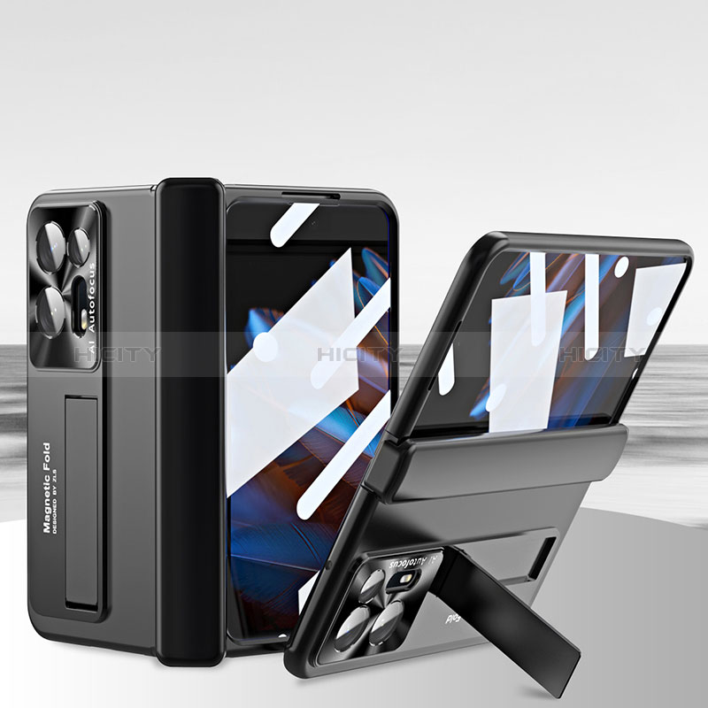 Oppo Find N2 5G用ハードケース プラスチック 質感もマット 前面と背面 360度 フルカバー ZL6 Oppo ブラック