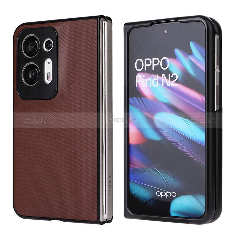 Oppo Find N2 5G用ハイブリットバンパーケース 高級感 手触り良いレザー柄 兼プラスチック BY1 Oppo 