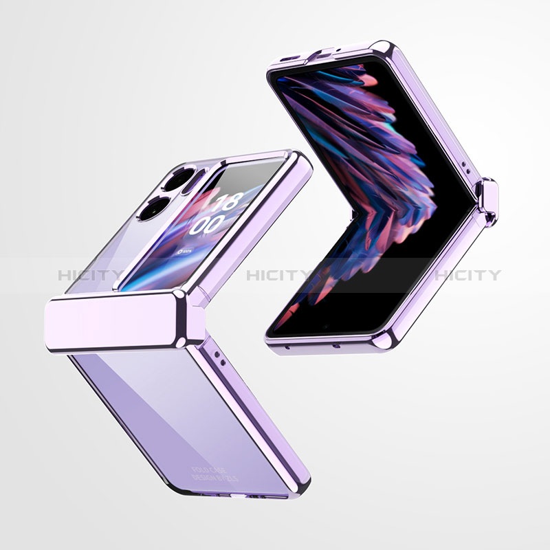 Oppo Find N2 Flip 5G用ハードケース プラスチック 質感もマット 前面と背面 360度 フルカバー ZL7 Oppo パープル