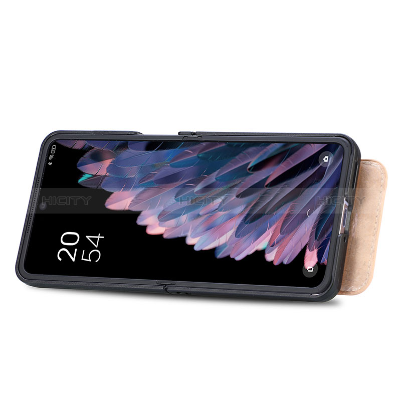 Oppo Find N2 Flip 5G用ハイブリットバンパーケース 高級感 手触り良いレザー柄 兼プラスチック SD10 Oppo 