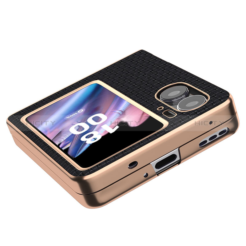 Oppo Find N2 Flip 5G用ハイブリットバンパーケース 高級感 手触り良いレザー柄 兼プラスチック BH4 Oppo 