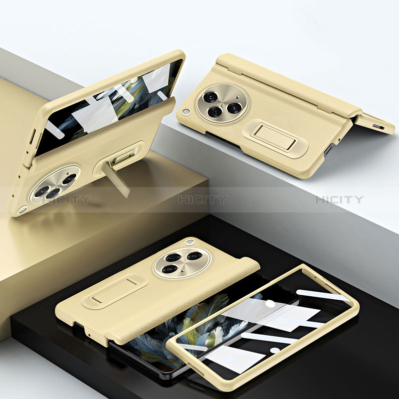 Oppo Find N3 5G用ケース 高級感 手触り良いレザー柄 QK1 Oppo ゴールド