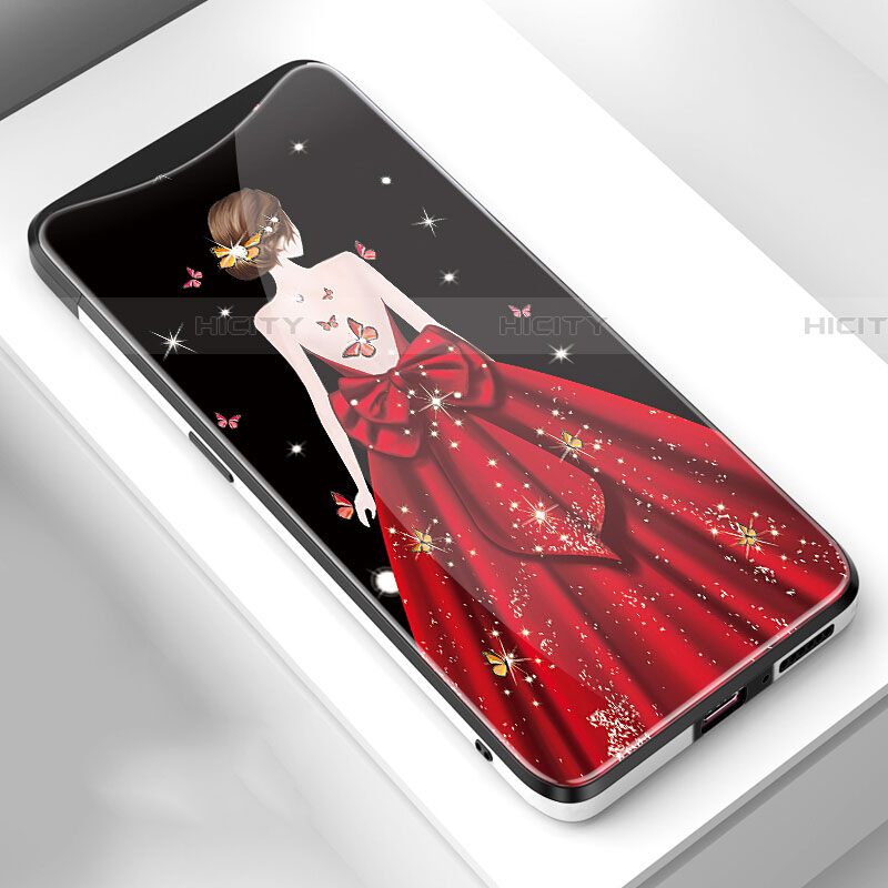 Oppo Find X用ハイブリットバンパーケース プラスチック ドレスガール ドレス少女 鏡面 カバー Oppo 