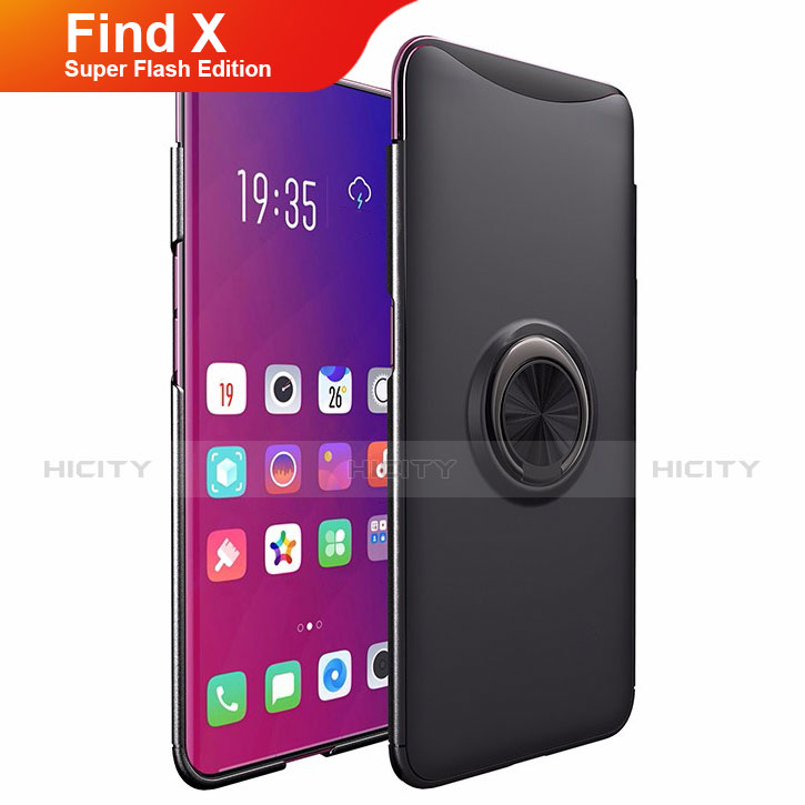 Oppo Find X Super Flash Edition用ハードケース プラスチック 質感もマット アンド指輪 マグネット式 Oppo ブラック