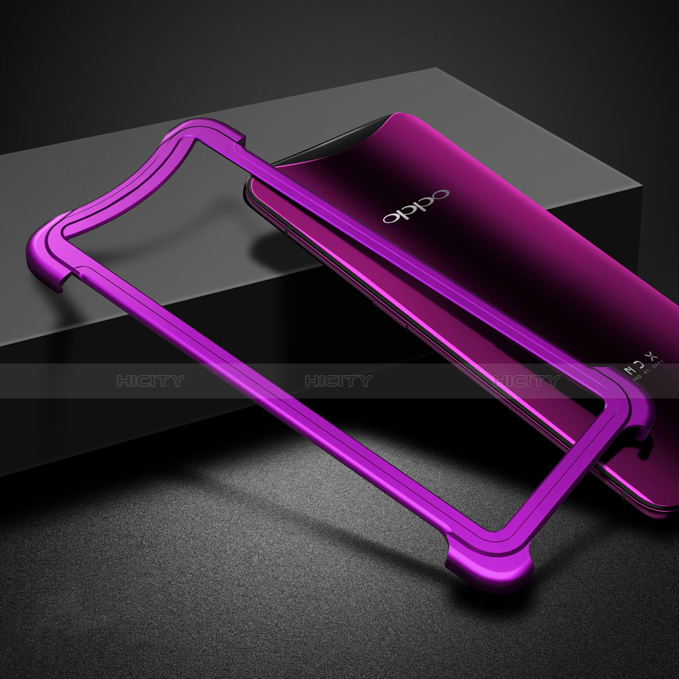 Oppo Find X Super Flash Edition用ケース 高級感 手触り良い アルミメタル 製の金属製 バンパー Oppo パープル