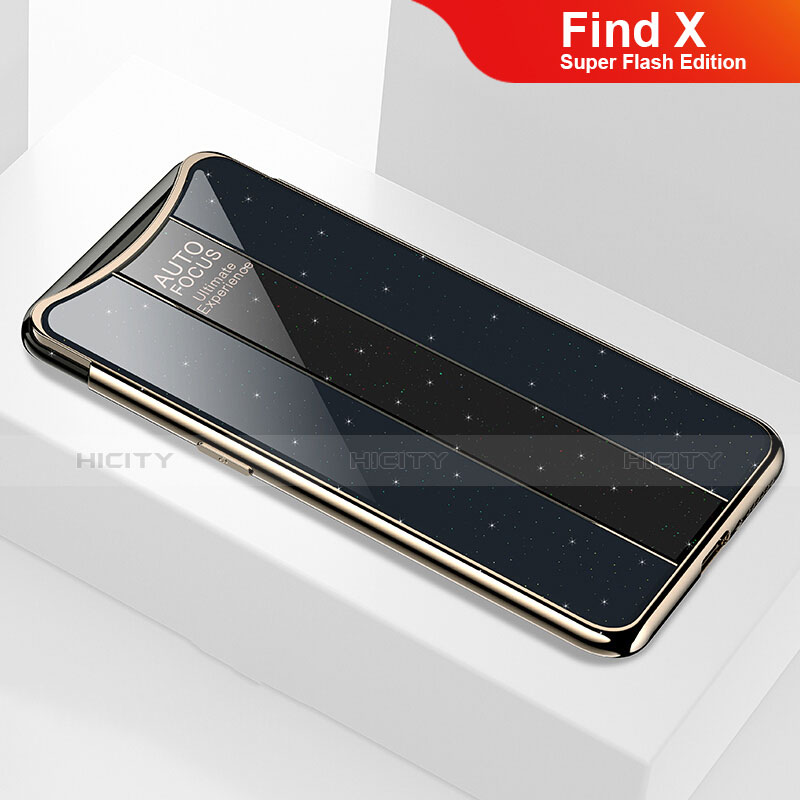 Oppo Find X Super Flash Edition用ハイブリットバンパーケース プラスチック 鏡面 カバー M01 Oppo ブラック