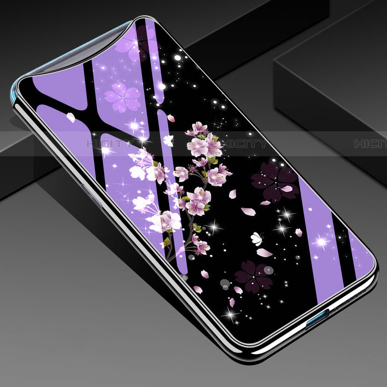 Oppo Find X Super Flash Edition用ハイブリットバンパーケース プラスチック 鏡面 花 カバー Oppo 