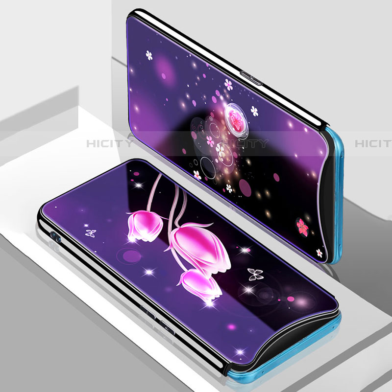 Oppo Find X Super Flash Edition用ハイブリットバンパーケース プラスチック 鏡面 花 カバー Oppo 