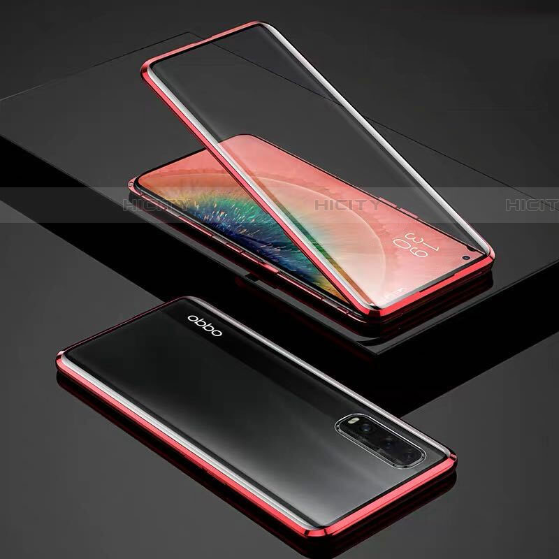 Oppo Find X2用ケース 高級感 手触り良い アルミメタル 製の金属製 360度 フルカバーバンパー 鏡面 カバー Oppo 