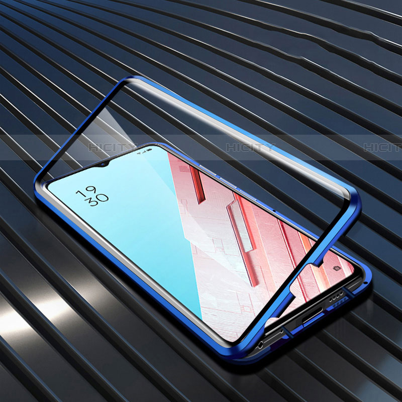 Oppo Find X2 Lite用ケース 高級感 手触り良い アルミメタル 製の金属製 360度 フルカバーバンパー 鏡面 カバー M04 Oppo ネイビー