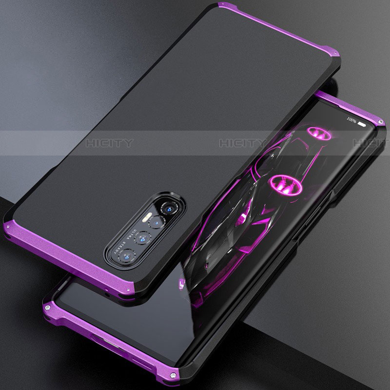 Oppo Find X2 Neo用ケース 高級感 手触り良い アルミメタル 製の金属製 カバー Oppo パープル