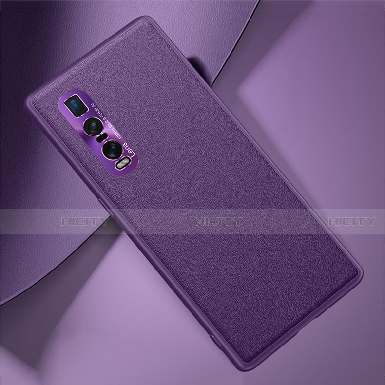 Oppo Find X2 Pro用ケース 高級感 手触り良いレザー柄 U01 Oppo パープル