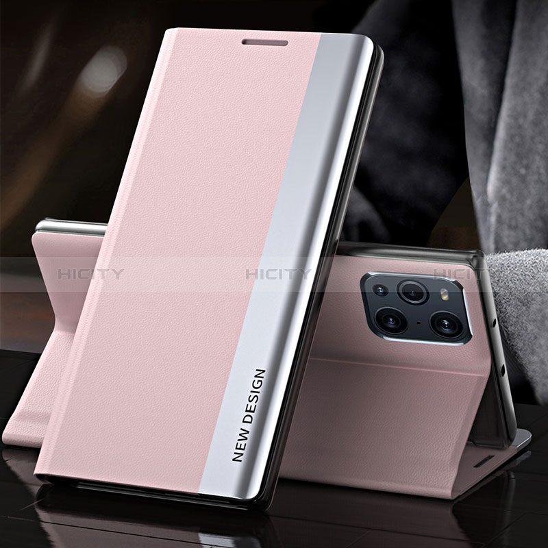 Oppo Find X3 5G用手帳型 レザーケース スタンド カバー L01 Oppo ピンク