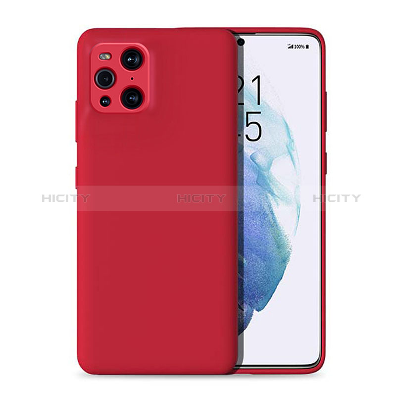 Oppo Find X3 5G用360度 フルカバー極薄ソフトケース シリコンケース 耐衝撃 全面保護 バンパー Oppo レッド